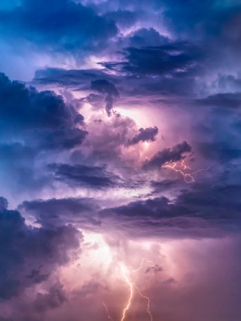 lightning, clouds Wallpaper 1620x2160