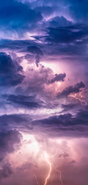 lightning, clouds Wallpaper 1080x2280