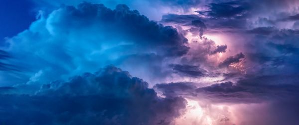 lightning, clouds Wallpaper 3440x1440