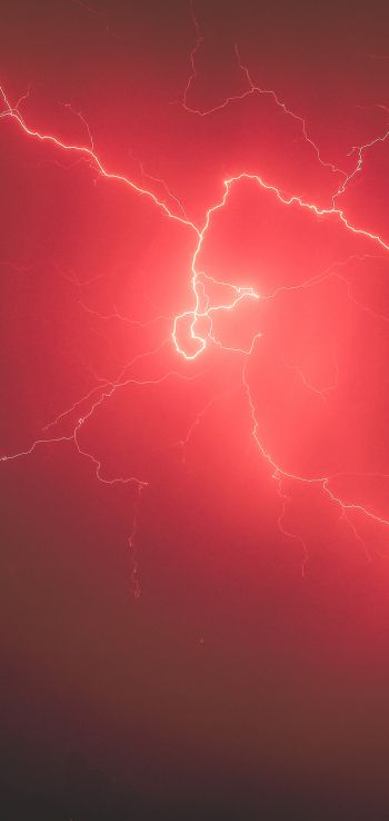 lightning, red Wallpaper 1080x2280
