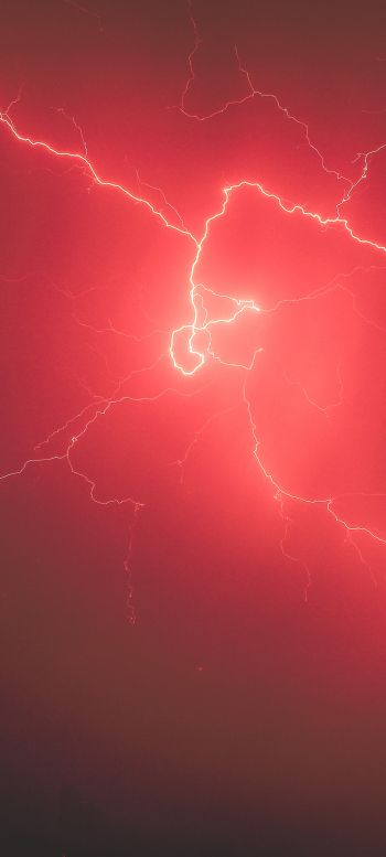 lightning, red Wallpaper 1080x2400