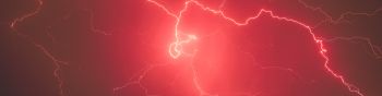 lightning, red Wallpaper 1590x400