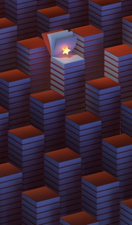 3D modeling, star, books Wallpaper 600x1024