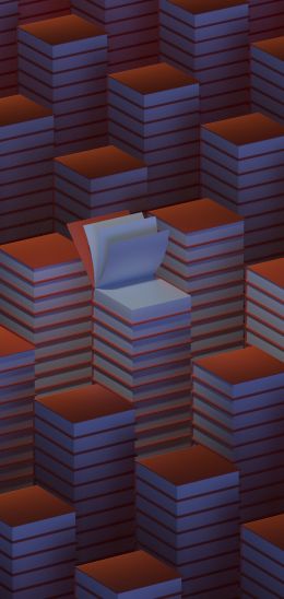 stacks of books, 3D modeling Wallpaper 720x1520