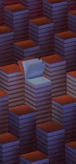 stacks of books, 3D modeling Wallpaper 1284x2778
