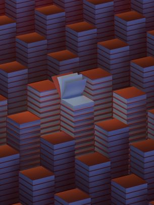 stacks of books, 3D modeling Wallpaper 1668x2224