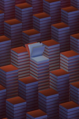 stacks of books, 3D modeling Wallpaper 640x960