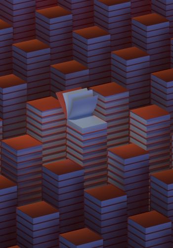 stacks of books, 3D modeling Wallpaper 1668x2388