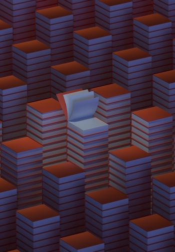 stacks of books, 3D modeling Wallpaper 1640x2360