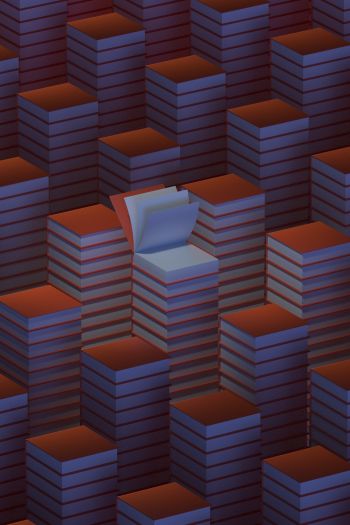 stacks of books, 3D modeling Wallpaper 640x960