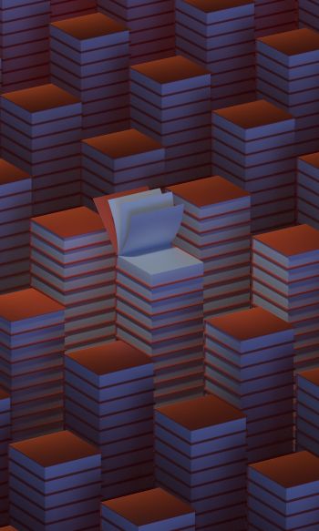 stacks of books, 3D modeling Wallpaper 1200x2000