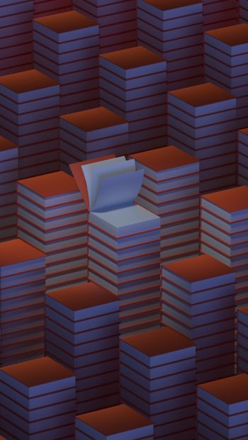stacks of books, 3D modeling Wallpaper 640x1136