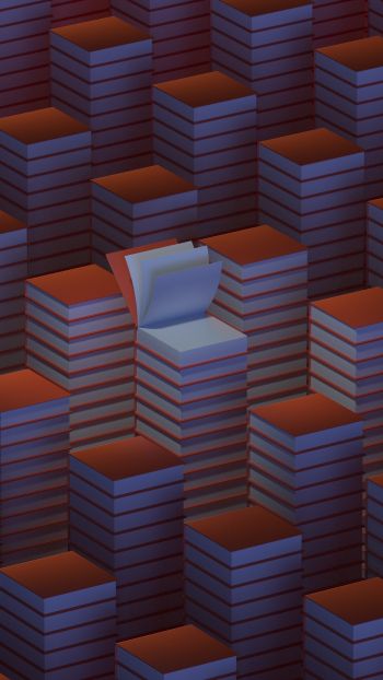 stacks of books, 3D modeling Wallpaper 750x1334