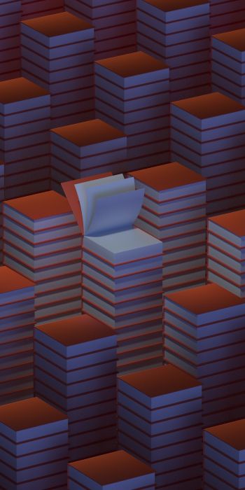 stacks of books, 3D modeling Wallpaper 720x1440