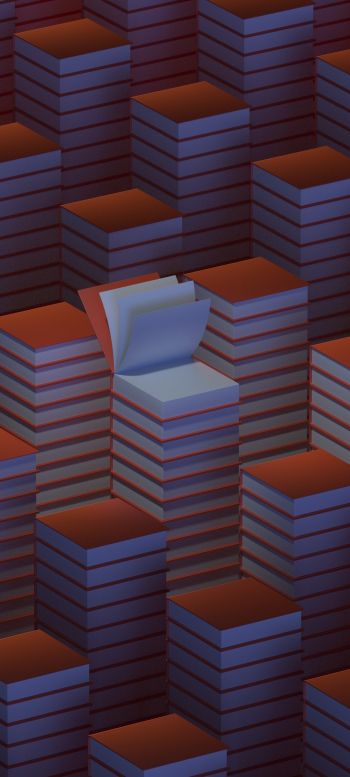 stacks of books, 3D modeling Wallpaper 1080x2400