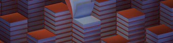 stacks of books, 3D modeling Wallpaper 1590x400