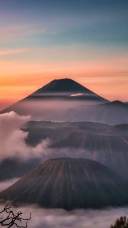 Обои 1440x2560 Бромо-Тенгер-Семеру, Индонезия, горы