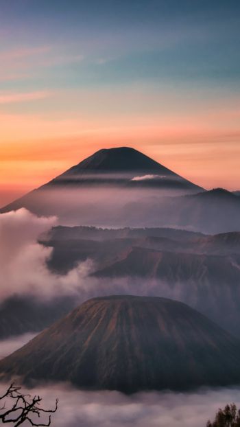 Обои 1440x2560 Бромо-Тенгер-Семеру, Индонезия, горы