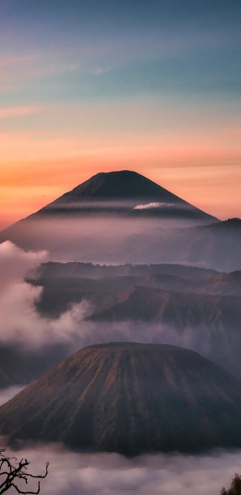 Обои 1440x2960 Бромо-Тенгер-Семеру, Индонезия, горы