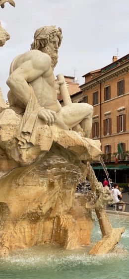 Rome, metropolitan city of rome, Italy, man, statue Wallpaper 1284x2778