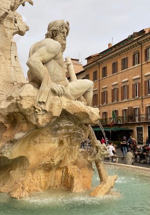 Rome, metropolitan city of rome, Italy, man, statue Wallpaper 1640x2360