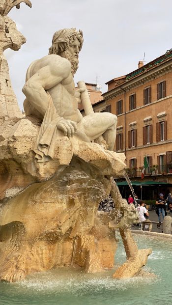 Обои 640x1136 Рим, столичный город Рим, Италия, человек, статуя