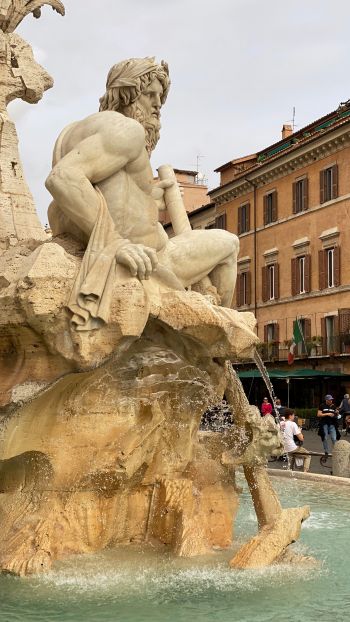 Обои 1440x2560 Рим, столичный город Рим, Италия, человек, статуя