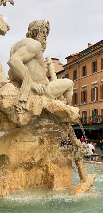 Обои 1080x2220 Рим, столичный город Рим, Италия, человек, статуя