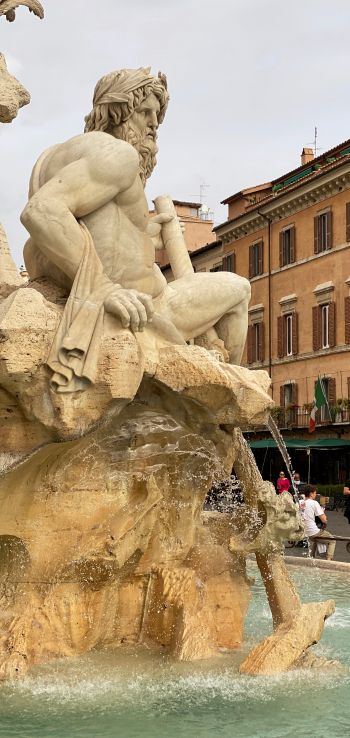 Rome, metropolitan city of rome, Italy, man, statue Wallpaper 1440x3040