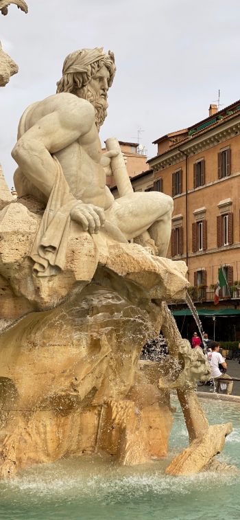 Rome, metropolitan city of rome, Italy, man, statue Wallpaper 828x1792