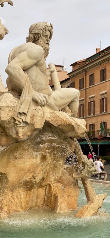 Обои 1080x2340 Рим, столичный город Рим, Италия, человек, статуя