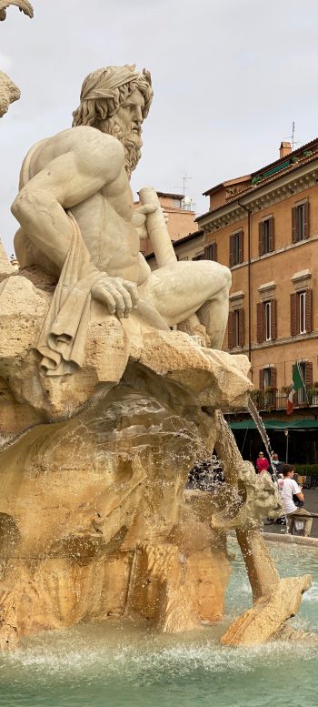 Rome, metropolitan city of rome, Italy, man, statue Wallpaper 1440x3200
