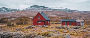 Norway, house, peninsula Wallpaper 2560x1080