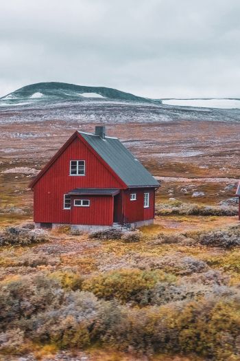 Norway, house, peninsula Wallpaper 640x960