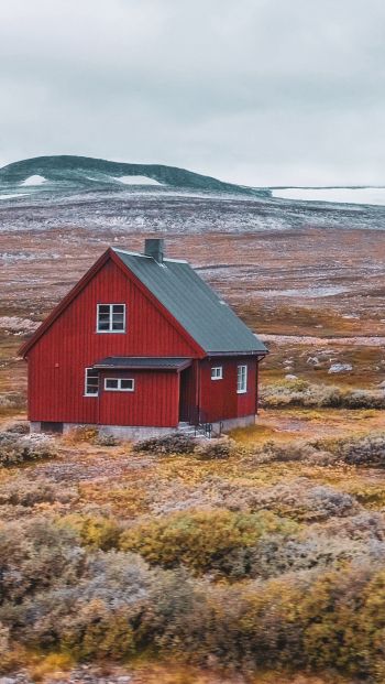 Обои 640x1136 Норвегия, дом, полуостров