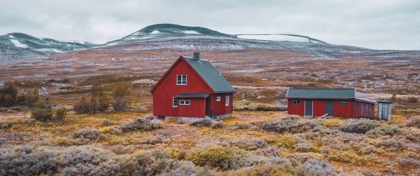 Norway, house, peninsula Wallpaper 3440x1440