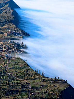 Обои 1668x2224 гора Бромо, Индонезия, туман