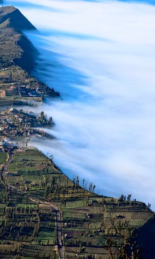 mountain Bromo, Indonesia, fog Wallpaper 1200x2000