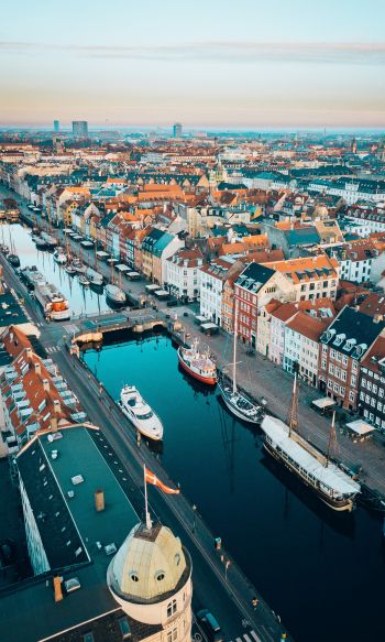 Copenhagen, Denmark, bird's eye view Wallpaper 1200x2000