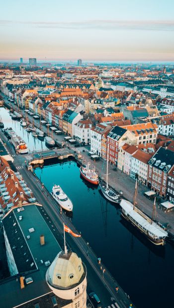 Copenhagen, Denmark, bird's eye view Wallpaper 640x1136