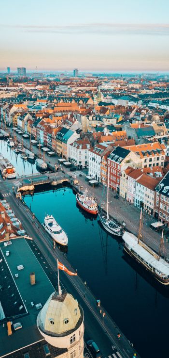 Copenhagen, Denmark, bird's eye view Wallpaper 1080x2280