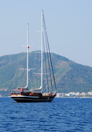 Turkey, sea, ship Wallpaper 1640x2360