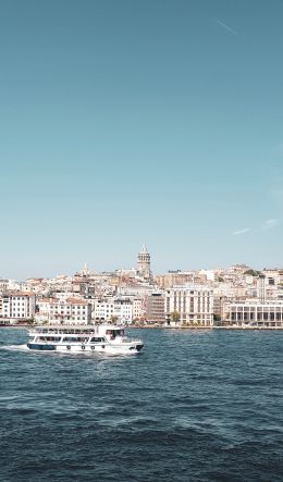 Istanbul, Galata, tower, sea Wallpaper 600x1024