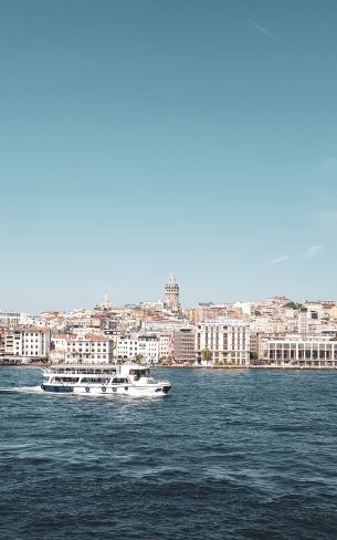 Istanbul, Galata, tower, sea Wallpaper 1600x2560