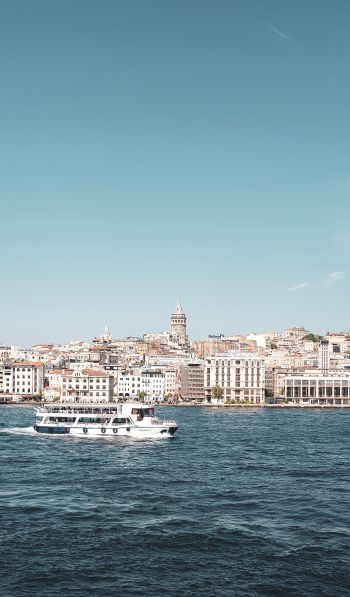 Обои 600x1024 Стамбул, Галата, башня, море