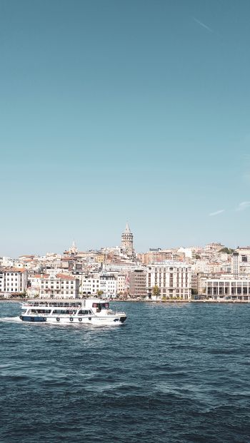 Обои 640x1136 Стамбул, Галата, башня, море