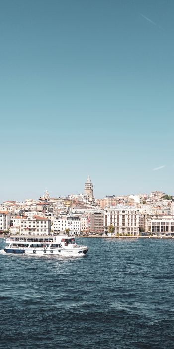 Istanbul, Galata, tower, sea Wallpaper 720x1440