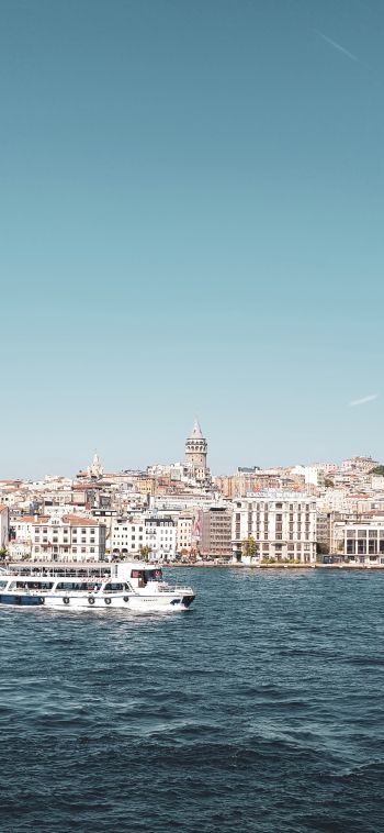 Istanbul, Galata, tower, sea Wallpaper 1080x2340