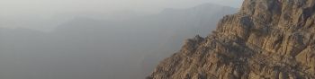 mountains, fog, climbing Wallpaper 1590x400