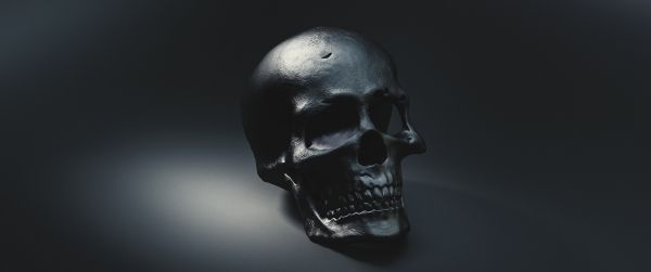 skull, black wallpaper Wallpaper 3440x1440